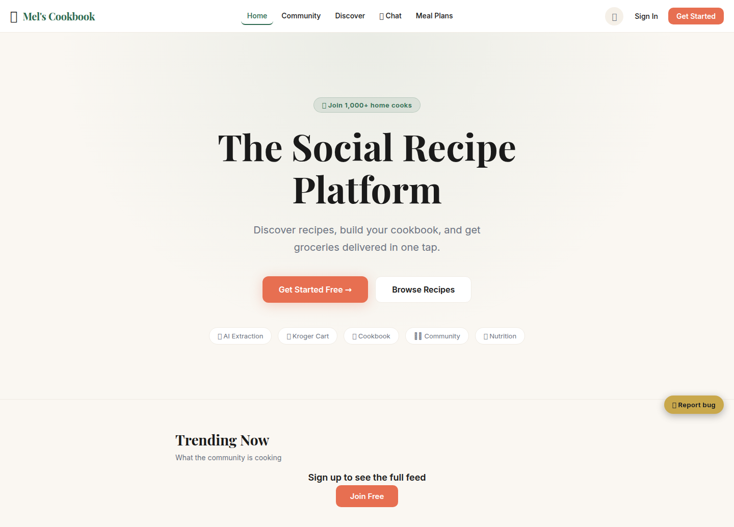 Mel’s Cookbook application screenshot